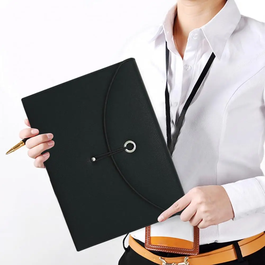 File Organizer Widely Use Document Folder Large Capacity Faux Leather File Storage Bag Storing Conference Materials