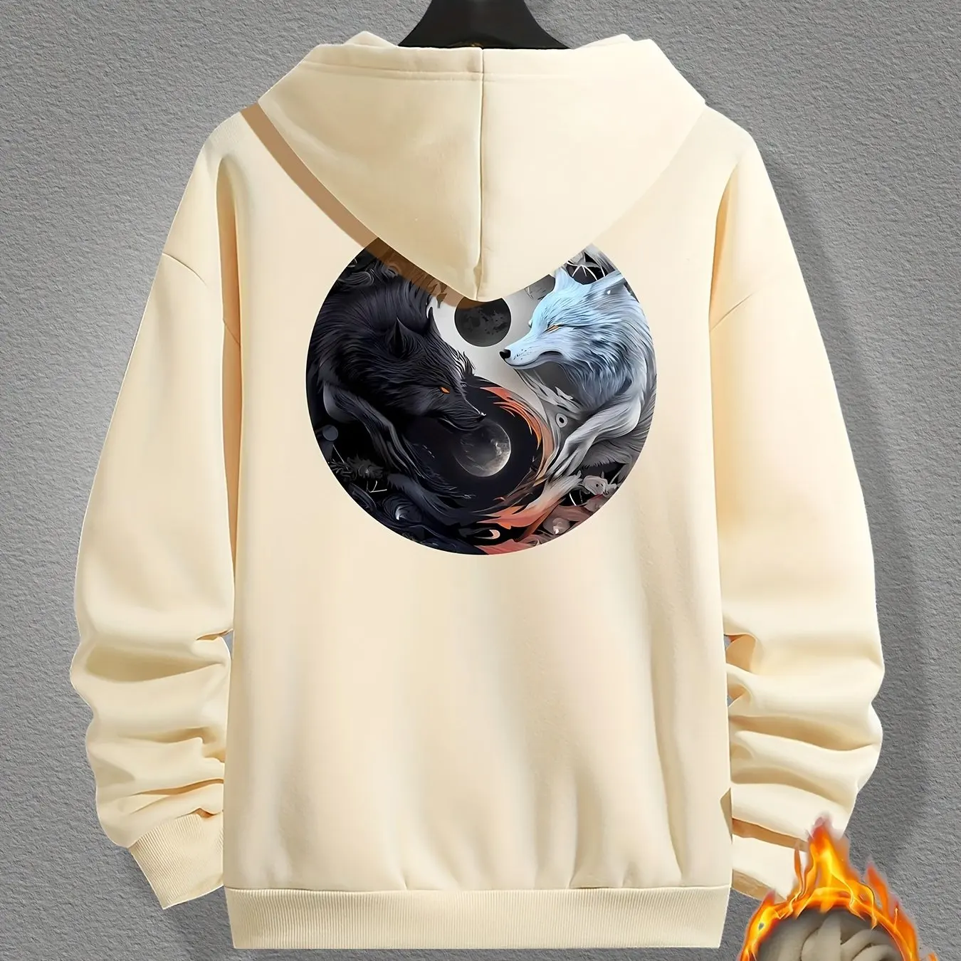 Sudadera con Capucha Unisex con Gráfico Cosmético Yin Yang Tai Chi, Estilo Chino, Holgada, de Forro Polar para Otoño e Invierno