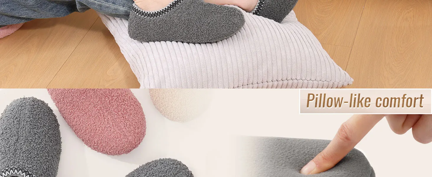 Comwarm Winter Damen Flauschige Lockige Fell-Hausschuhe Memory-Schaum Indoor Baumwoll-Pantoffeln mit Polar Fleece Weiche Sohle Warme Flache Hausschuhe – Detail 3