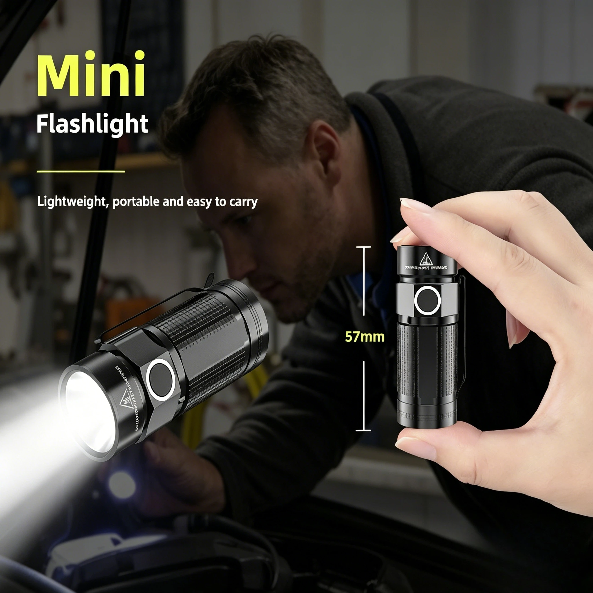 New LED Mini High Lumen Flashlight, Portable Pocket Torch with Pen Clip, Waterproof  Hand Lamp Equipped with 16340 Battery