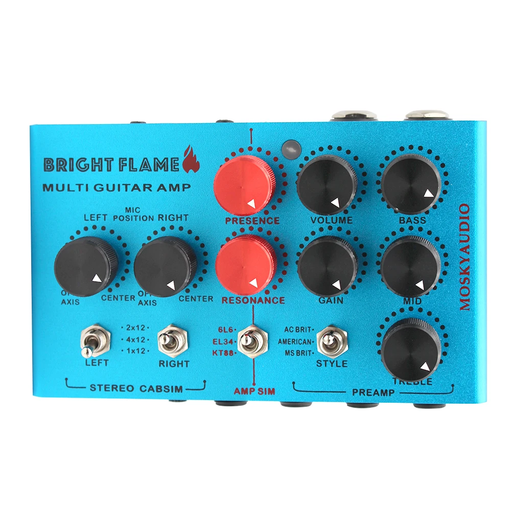 

MOSKYAUDIO Audio Bright Flame Multi Guitar Amp Simulator, стерео-имитатор гитарного усилителя, педаль эффектов DI для живых выступлений