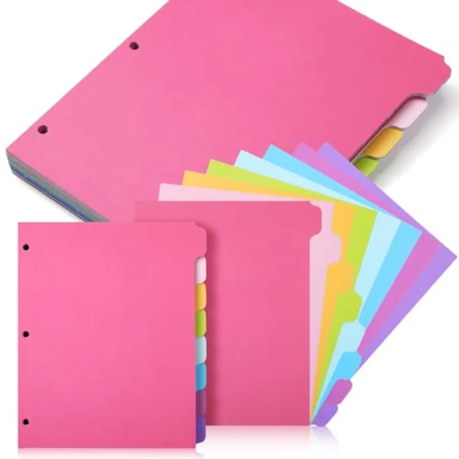 

Set 3 Ring Binder Dividers with 8 Tabs 1/8 Cut Tab Divider 3 Hole Punch Blank Index Binder Bulk 2 GSM Heavyweight Paper for Sch