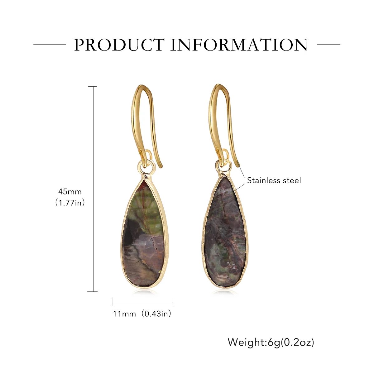 Natural Gemstone Women Earrings Water Drop Shape Temperament Earrings Jewelry Friendship Gifts Wholesale Consignment