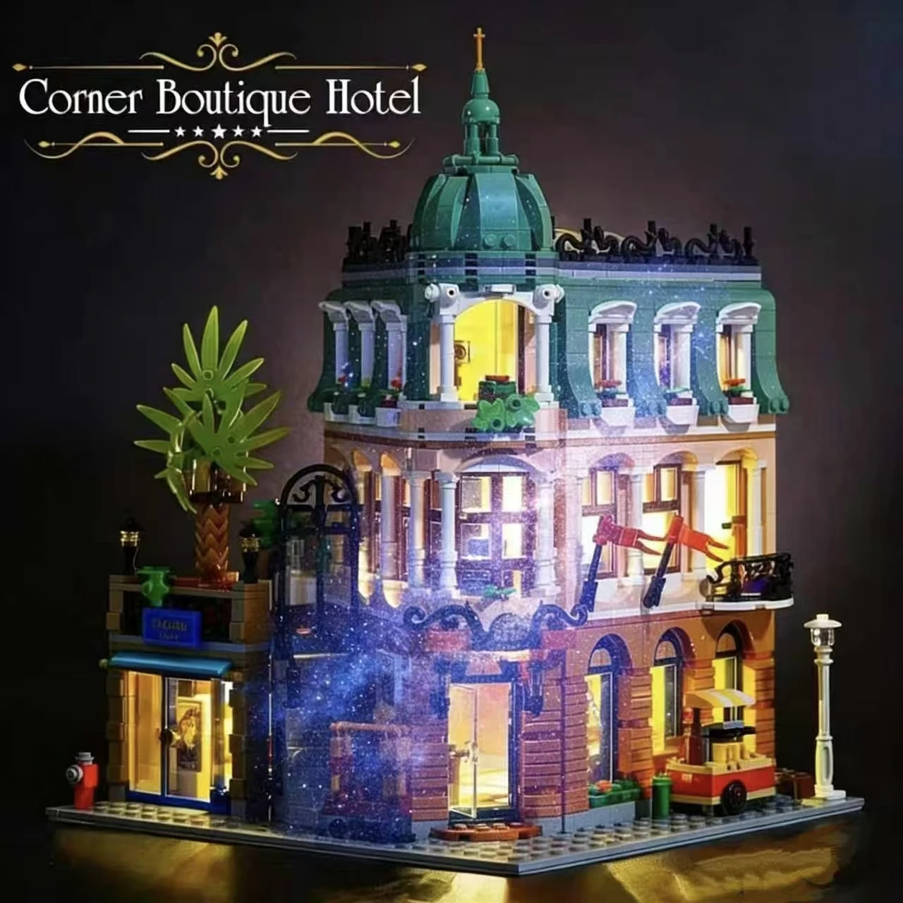 

1362-Piece Corner Boutique Hotel Building Block Set, a Perfect Gift for Home Decoration Enthusiasts and Building Block Enthusiasts