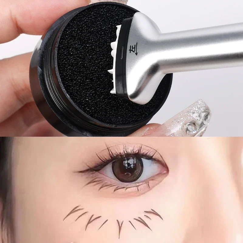 2 in 1 Lower Eyelash Stamps Eyeliner Set DIY Lower Lashes Extension Reusable Eyelash Template Natural Eye Makeup Applicator Tool