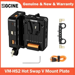 ZGCINE VM-HS2 Hot Swap/Shark Fin Dual Micro V Mount Battery Plate, Support Output- Lemo 2 Pin, D-Tap, USB-C, BP