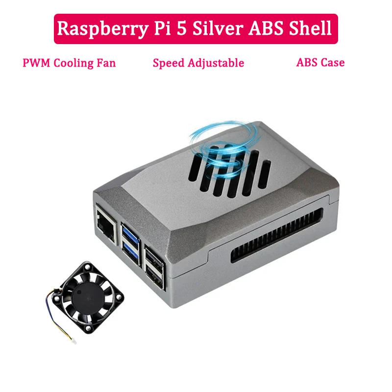 

Raspberry Pi 5 Silver Shadow чехол с PWM охлаждающим вентилятором ABS корпус подходит для кнопки питания активного кулера для Pi 5