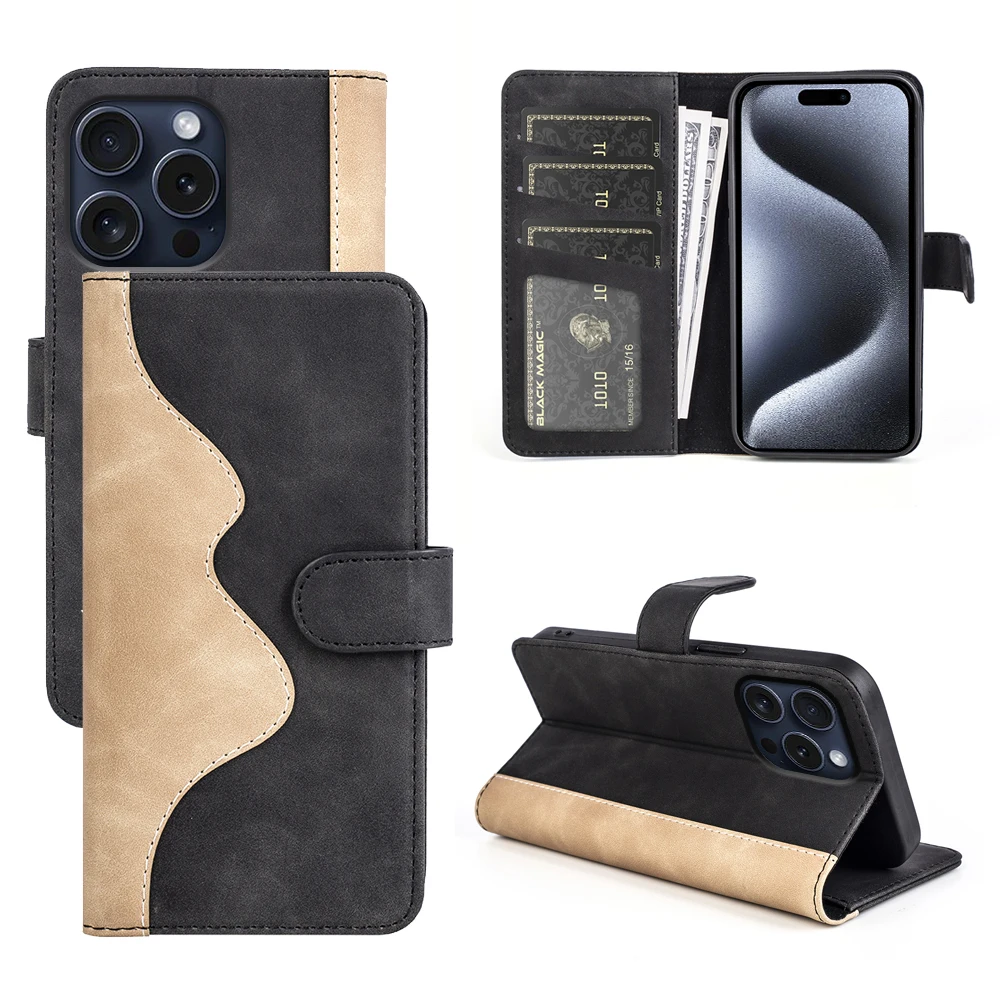 Popular Maintain Classic Wallet Book Leather Case For Iphone 15 14promax 13 13pro 12 11 Flip Phone Cover Bag+Card Holder