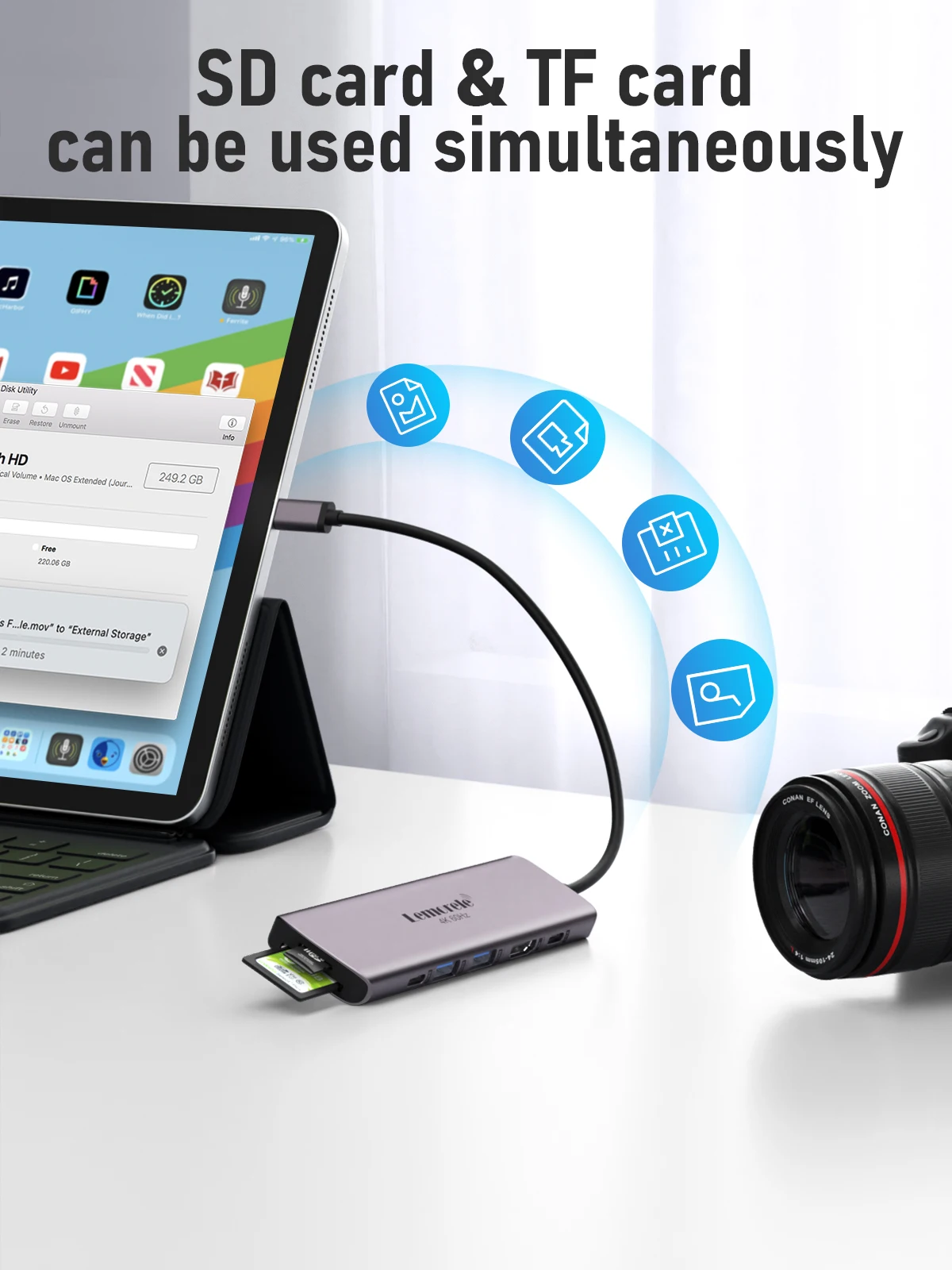 Lemorele 7 in1 USB HUB Docking Station USB c Hub HDMI 4K 60Hz USB 3.0 Adapter PD100W Charge For MacBook Pro Laptop Accessories
