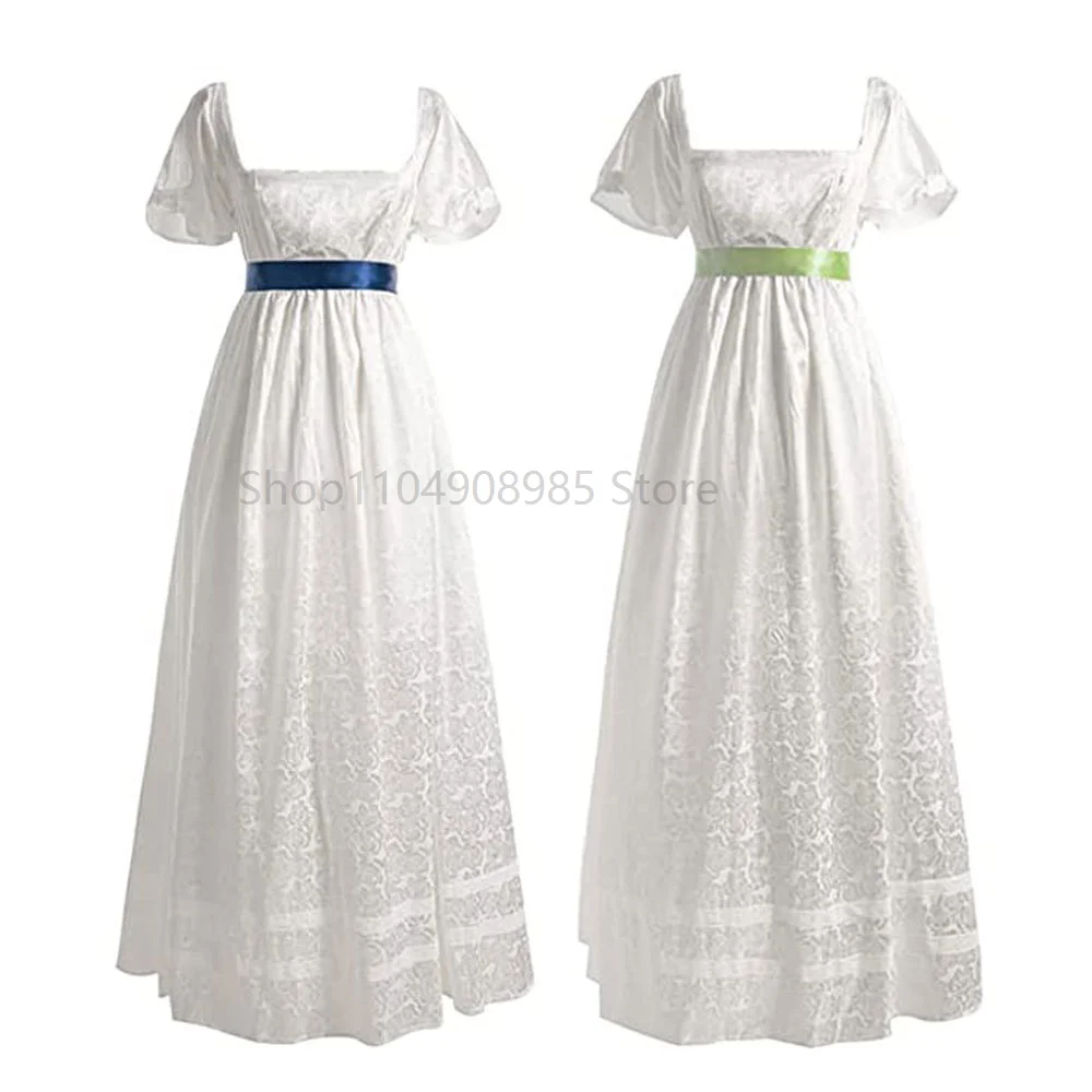 Medieval Women Victorian Corset Women Vintage Square Neck Dress White Regency Dress Civil War Era Dress Halloween