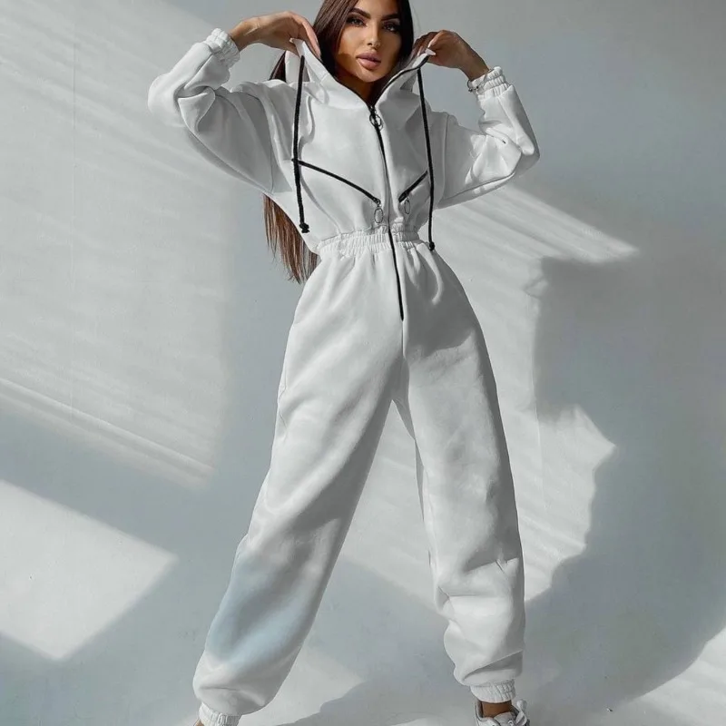 European and American Fashion Hooded Jumpsuit Set for 2024 Hot Selling and Popular Sports and Leisure Women\'s Clothing