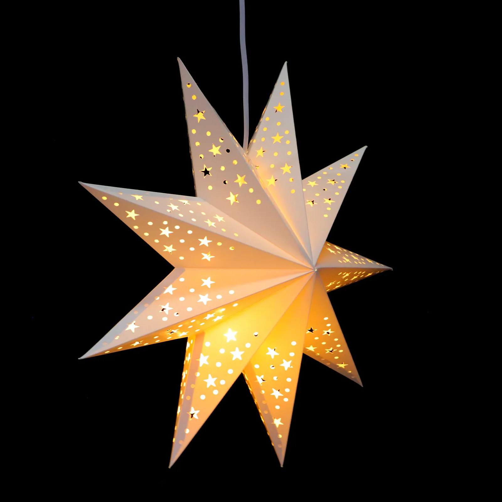 1개 나인포인트 스타 램프 쉐이드 펜타그램 행잉 라이트 3D 종이 천장 장식 크리스마스 파티 룸 실내 조명