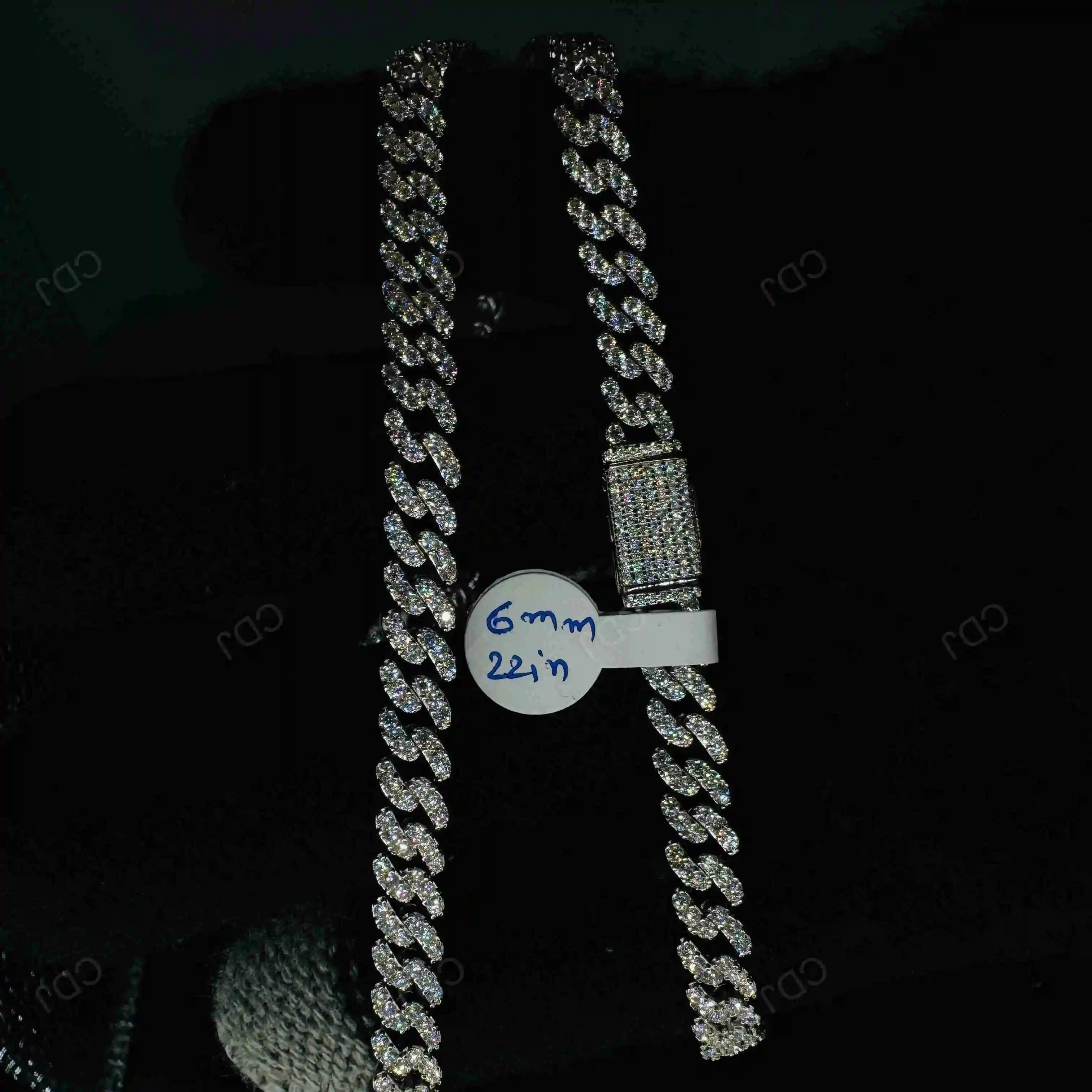 

Drop shipping 6mm Single Row 22 Inches VVS Moissanite Diamonds 925 Sterling Silver Cuban Link Chains Bracelet and Necklace