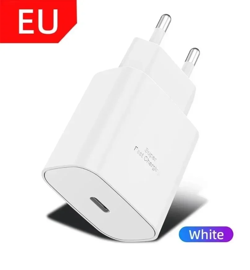 EU UK US 25W Super Fast Charger USB C Chargers For Samsung Galaxy S23 Ultra S22 Note 20 S24 USB Type C Power Adapters With Cable