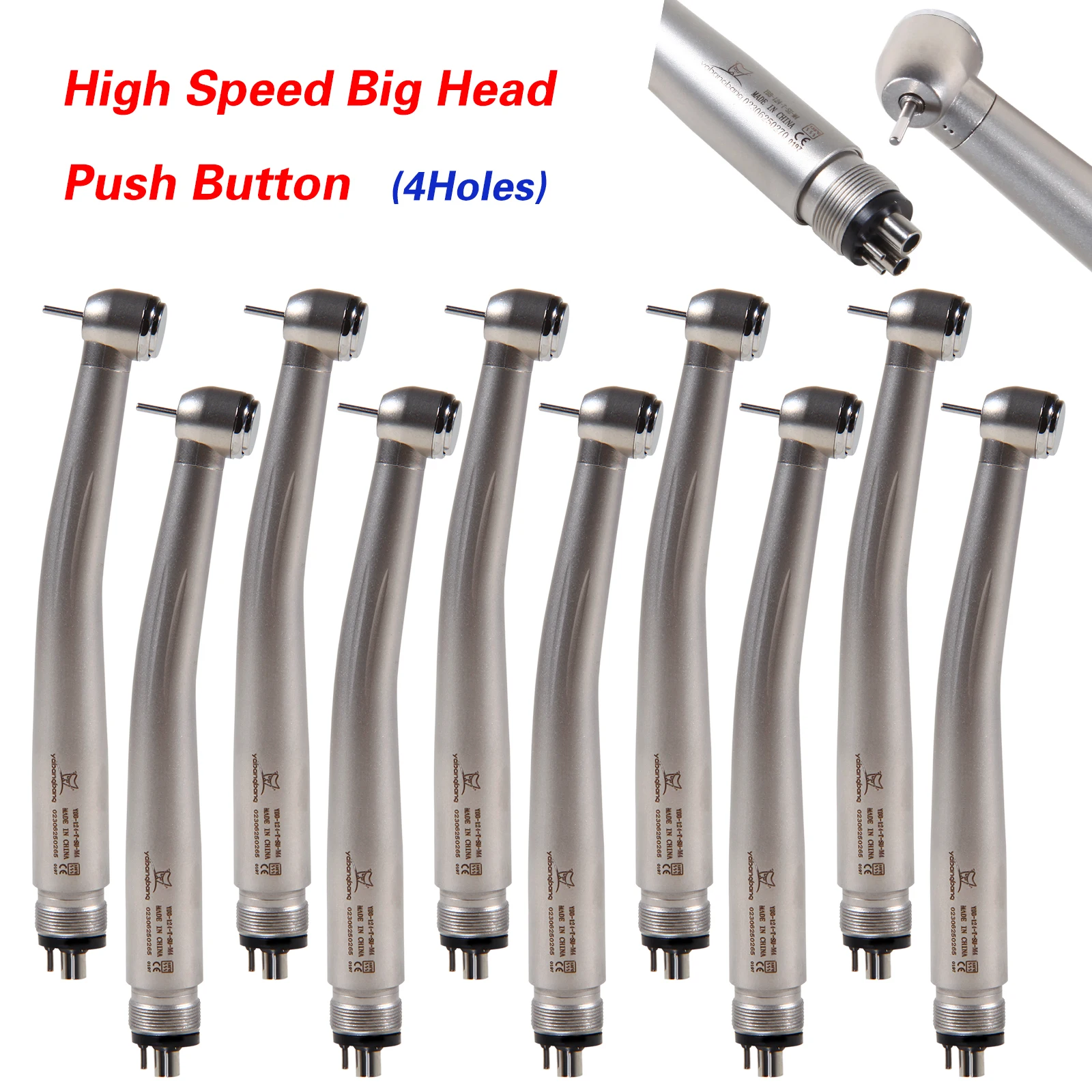 10*Yabangbang NSK Style Pana Max Dental High Speed Air Turbine Handpiece Push Button Big Torque Head 4 Hole Single water spray