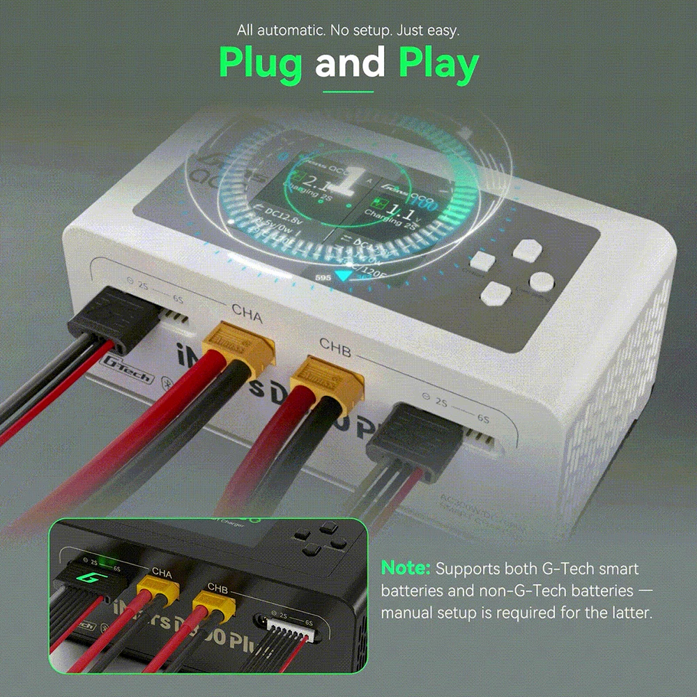 Gens ace iMars D300 PLUS Smart Charger AC 300W DC 700W DC 1-30V 1-6S LiPo/LiHV/LiFe 1-16S NiMH Battery for RC Model