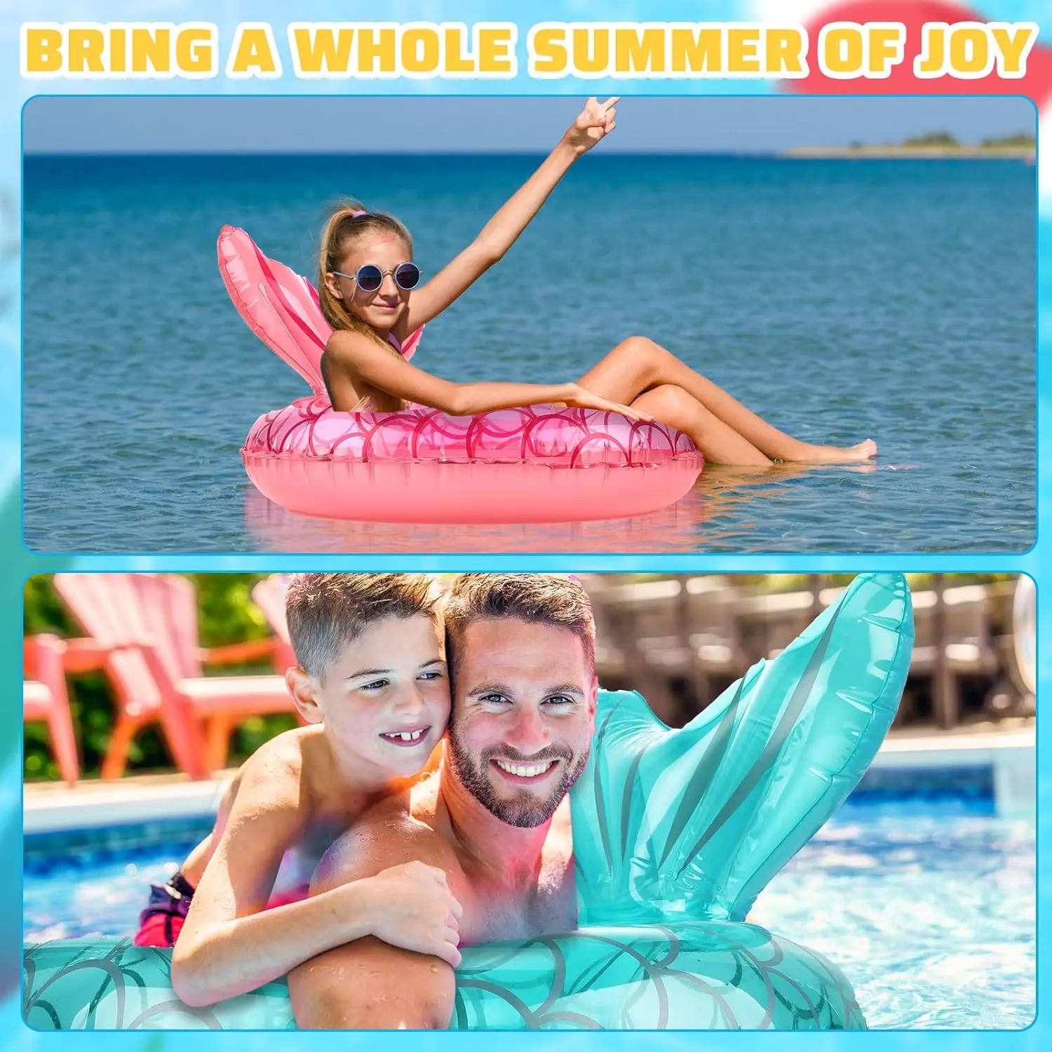 6 uds flotadores de piscina de cola de sirena flotador de natación inflable anillo de piscina de sirena flotador de anillo inflable de 30 pulgadas flotador de piscina de playa de verano