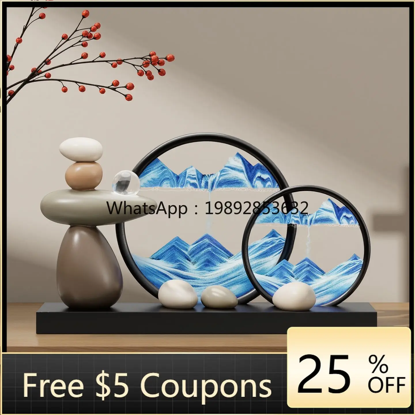 LYY Fortune Flowing Sand Art Ornament Home Crafts High-end Office TV Wine Cabinet Decoration