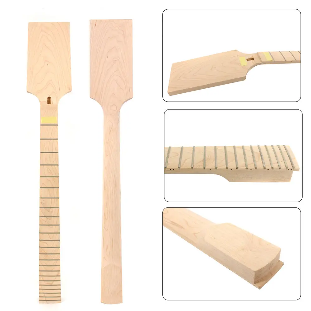 

Yinfente Maple 24Fret 25.5inch New Guitar Neck Maple Fretboard Paddle Head Bolt On