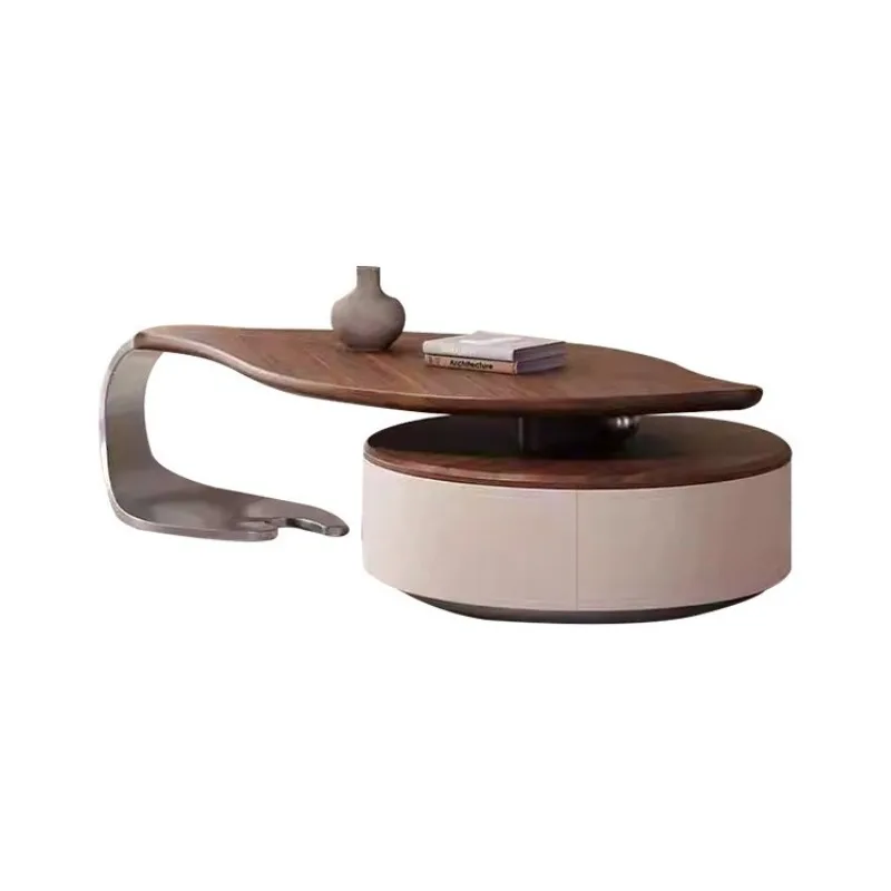 

Designer style antique solid wood walnut coffee table Internet celebrity metal living room furniture locker villa high sense