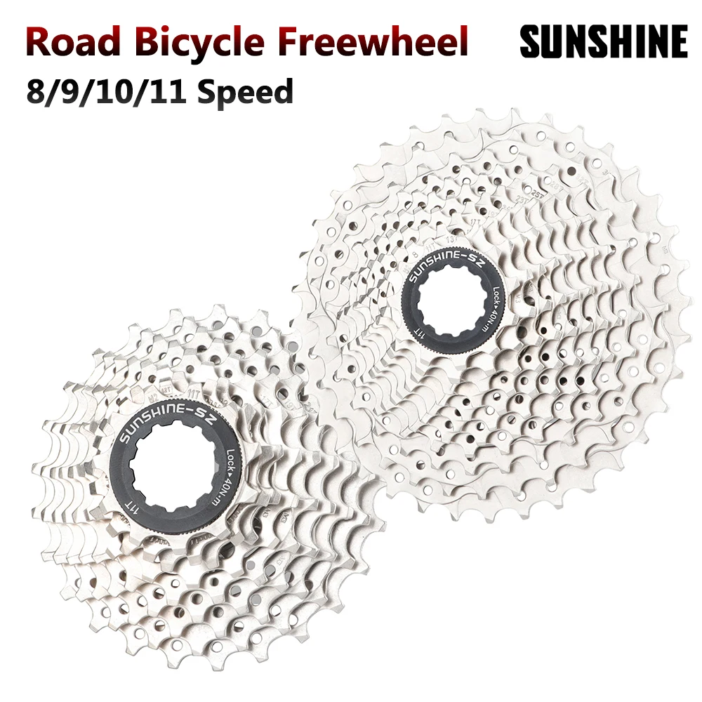 SUNSHINE Road Bicycle Freewheel 8/9/10/11 Speed Steel HG Racing Folding Bike Cassette Flywheel 11-25/28/32/34/36T Sprocket