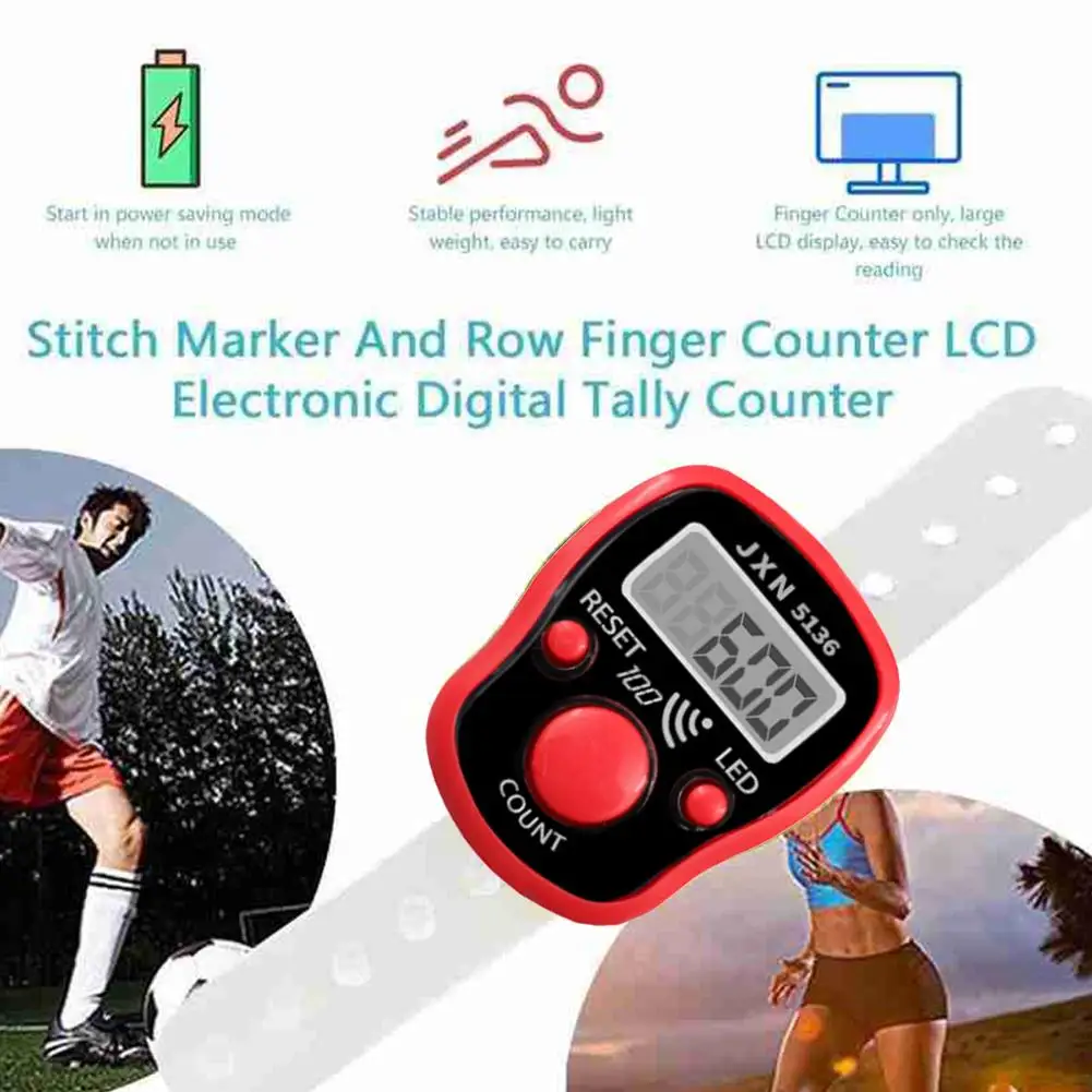 Mini Finger Counter LCD Electric Digital Display With Light Tally Counter Stitch Marker Sewing Knitting Weave Buddha Pray Soccer