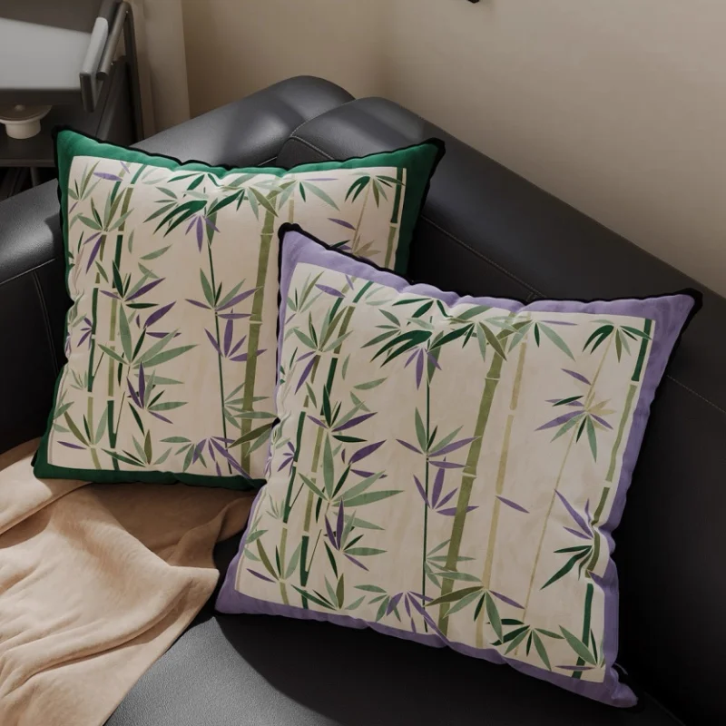 

Bamboo Pillows Retro Chinese Plants Print Cushion Case Long 30x70CM Waist Decorative Pillow Cover For Sofa Chair Home Decoration
