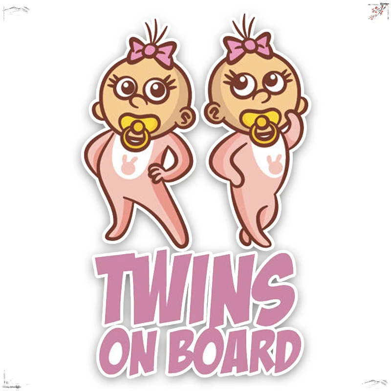 16X10CM Exterior Accessories Lovely Cartoon Car Sticker Decoration TWINS BABY ON BOARD Colored Warning Sign Decal,PVC