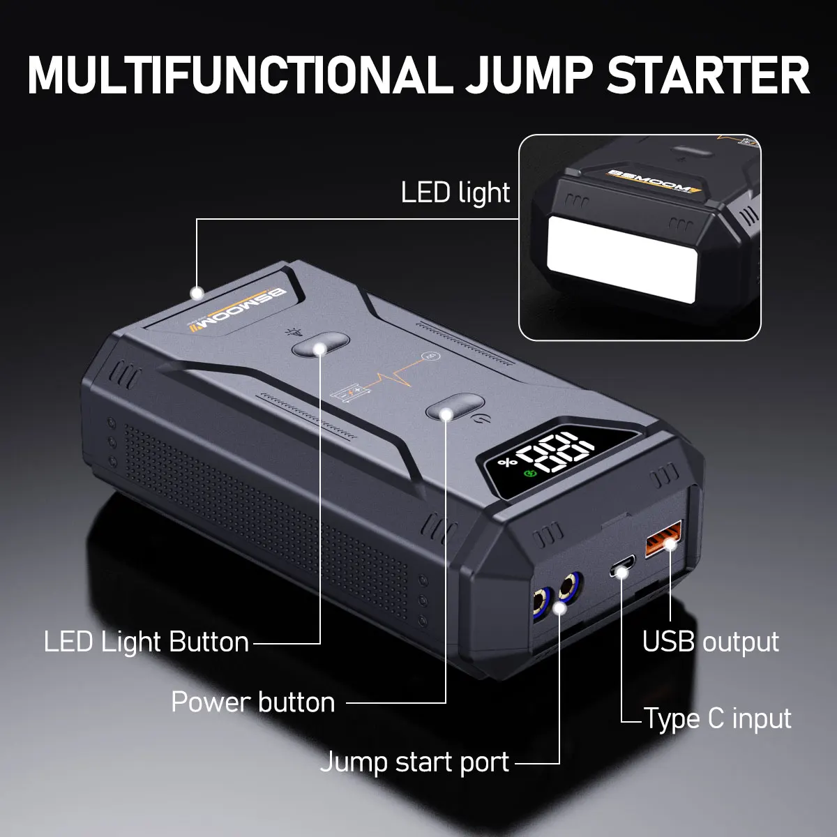 BRPOM Auto-Notstartgerät 4000A Autobatterie-Powerbank Autobatterie-Booster-Ladegerät Externe Batterie – Detail 7