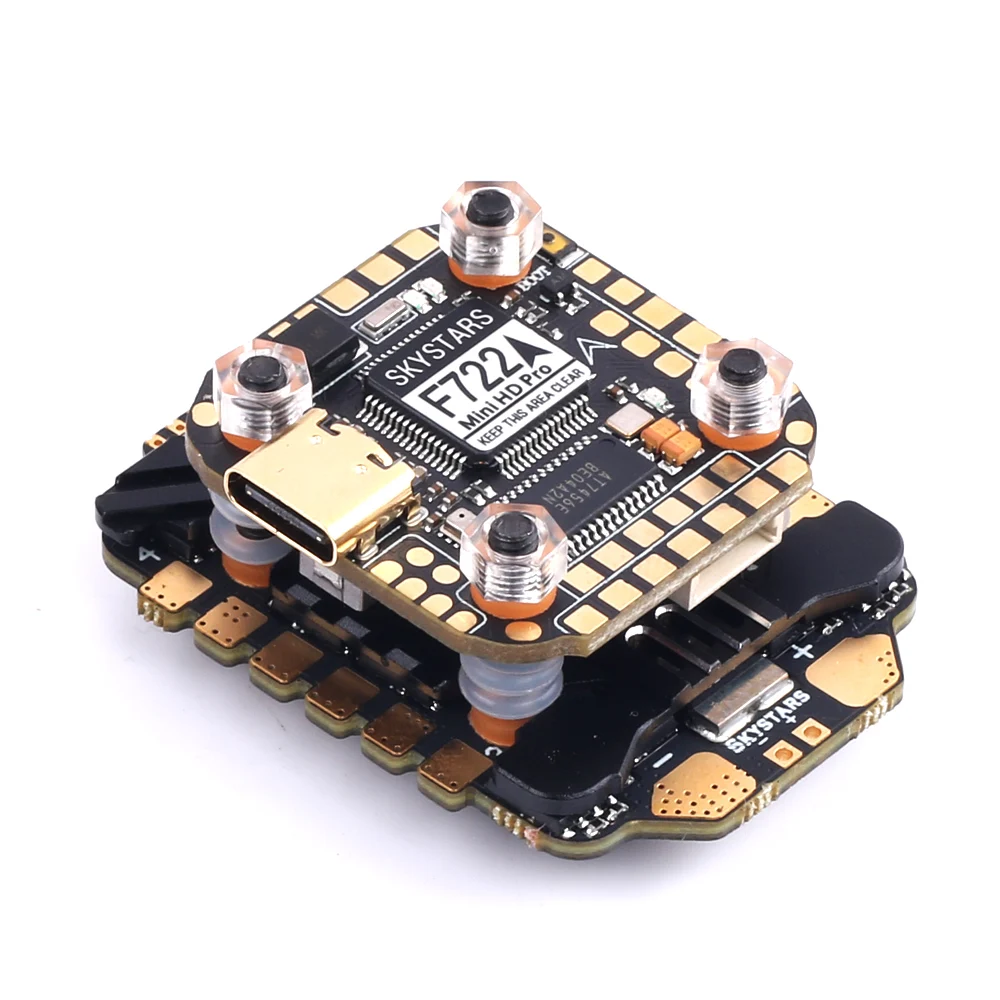 SKYSTAES F722FC MPU6000&55A 45A 4IN1 ESC BLHeli_32 Stack 2-6S Baro Built-in OSD Full Color LED Support DJI RC FPV Racing Drone