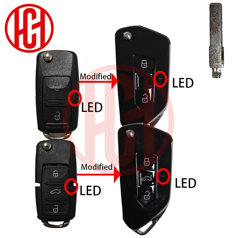 

2/3 Buttons Modified upgrade flip key replacement for VW B5 POLO GOLF Bora Touran Passat DIY key remote key shell case No Logo