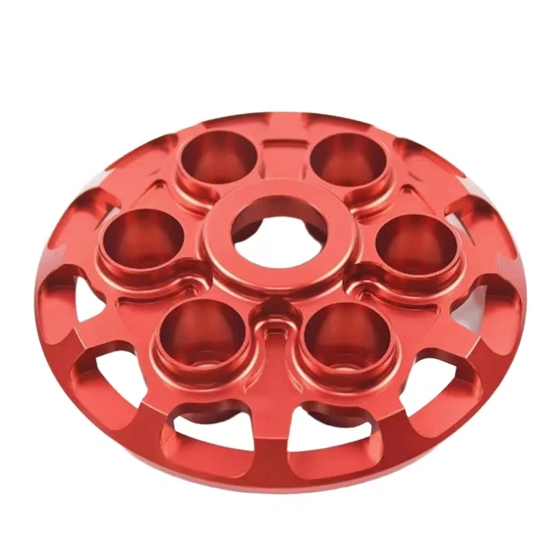 

Custom Red Aluminum Alloy Multi-Chamber Disc Accessories Fabrication Customized Part CNC