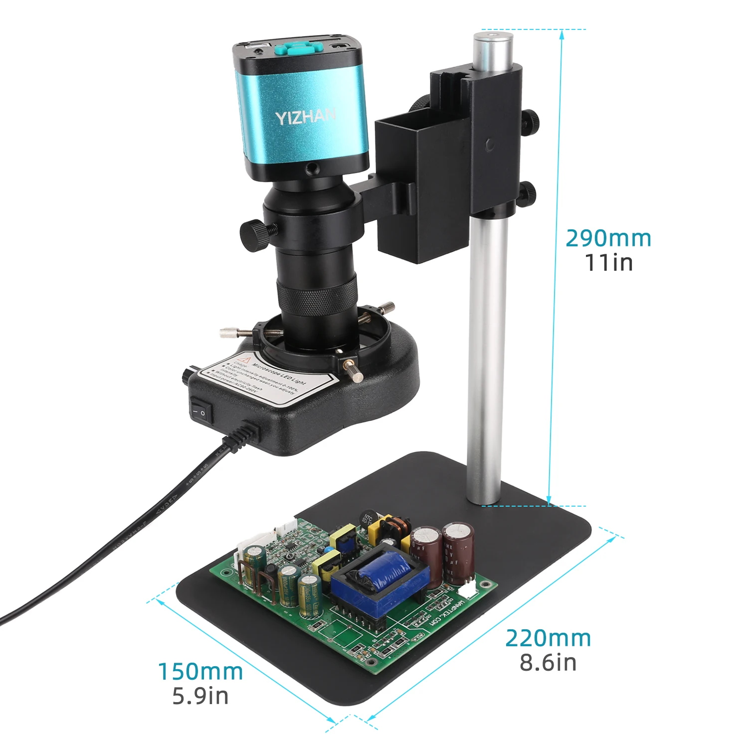 Microscopio Monocular de vídeo Digital USB, cámara compatible con mi-hd de 48MP, lente 130X, lámpara Circular LED para soldadura de reparación de teléfonos