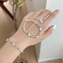 New Arrival Trendy Ice Cream Flower Platinum Plated Female Charm Bracelet Promotion Jewelry For Women Birthday Gifts No Fade