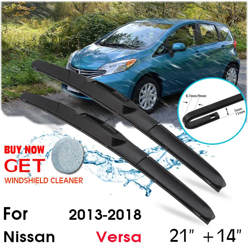 

Car Wiper Blade Front Window Windshield Rubber Silicon Refill Wipers For Nissan Versa 2013-2018 LHD/RHD 21"+14" Car Accessories