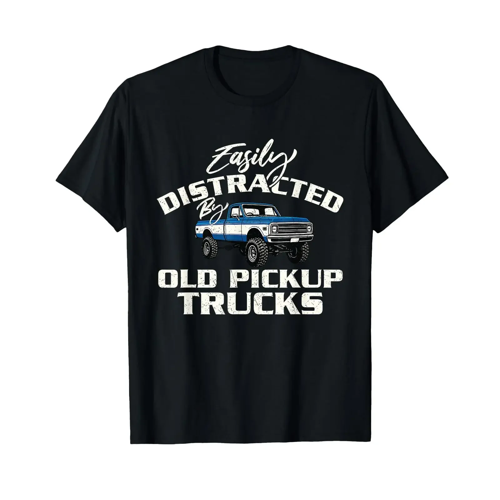 Easily Distracted by Old Pickup Trucks Car Guy T Shirt vintage Washed Casual Slightly Versatile homme Breathable Stylish