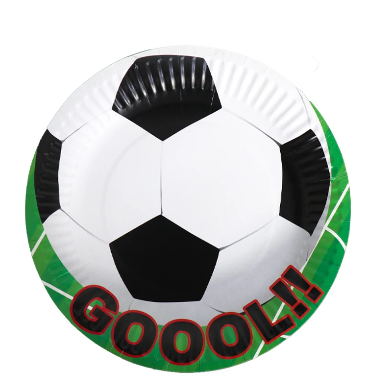 Green Football Theme Birthday Party Decorations Disposable Tableware Set Paper Plates Napkins Cups