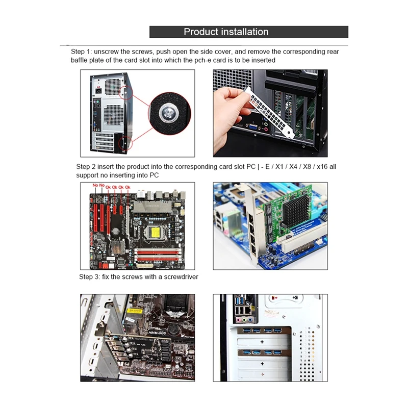 Network Cards Network/Ethernet/Lan Adapter PCI-E Network Card Realtek RJ45 Internet Ethernet Gigabit 4 Port Network Card