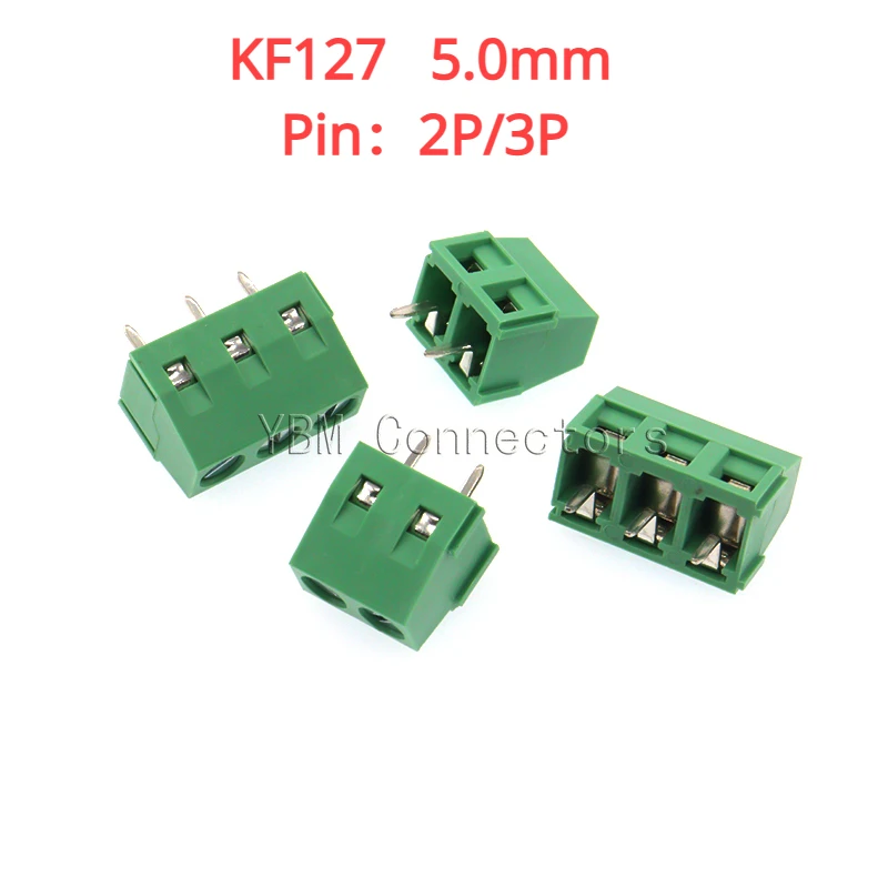 20Pcs/Lot KF127-5.0-2P/3P PCB Terminal Connector KF127-2P 300V 10A Screw Block Terminal KF127 5.0mm 2P Straight Pin PCB Adapter