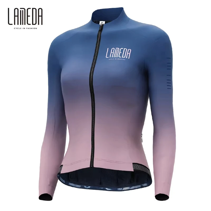 

LAMEDA велосипедный трикотаж для женщин, зимняя теплая бархатная флисовая ветрозащитная куртка с длинными рукавами, одежда для горного велосипеда, дорожная одежда
