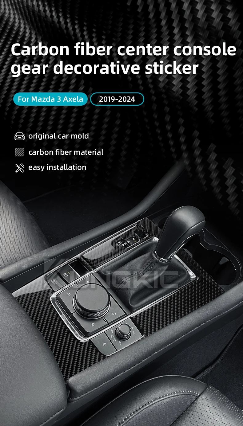 Weiche Carbonfaser für Mazda 3 BP 2019 2020 2021 2022 2023 2024 2025 2026 Mazda3 Axela Schalt-/Automatikgetriebe-Schalttafel-Aufkleber – Detail 1