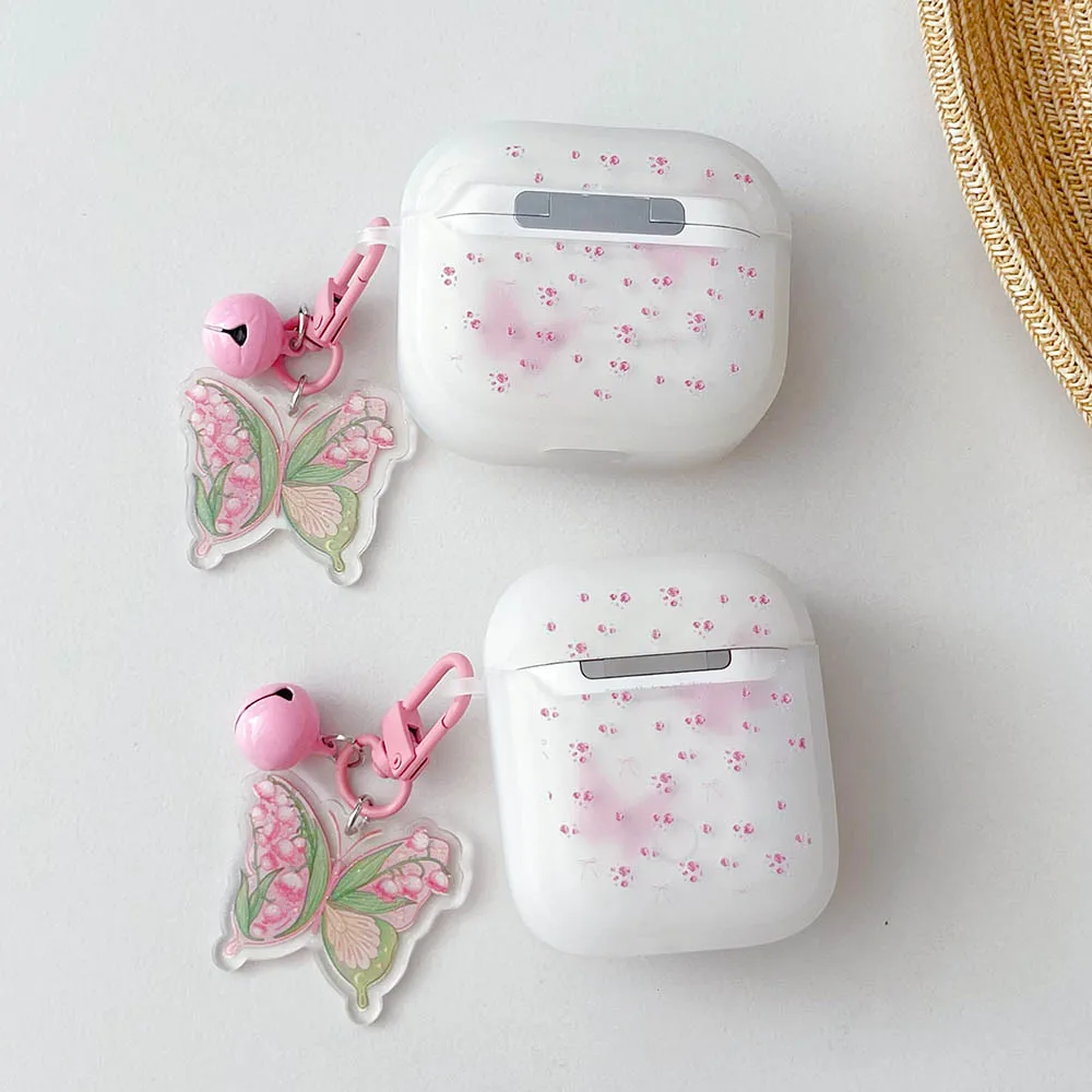 Corea Rosa Floreale 3D Farfalla Ciondolo Ornamento Caso per AirPods Pro 2 Opaco Auricolare Bluetooth Copertura Per Air Pods 1 2 3 Funda