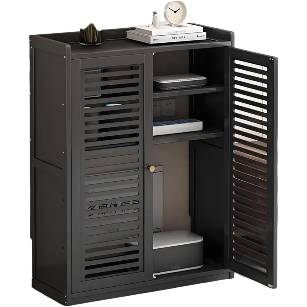 

wifi router storage cabinet, wifi router hidden box, home media storage cabinet, invisible storage double-deck shelf (black, 59