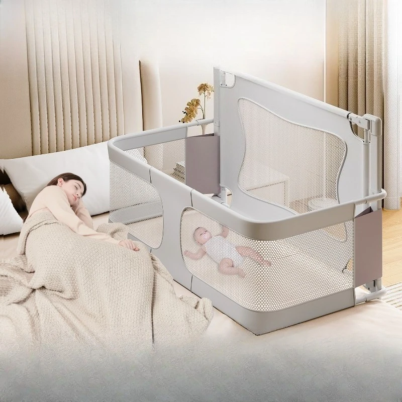 Breathable Mesh Bassinet - Portable Bedside Sleeper with Anti-Roll Design & Safety Rails, Foldable for Newborns & Travel
