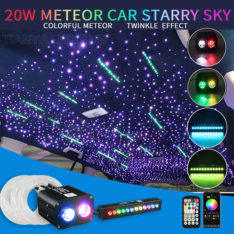 

20W Twinkle Starry Sky Car Colourful Meteor Star Roof Led Fiber Optic Light Music SensingDouble Color Control