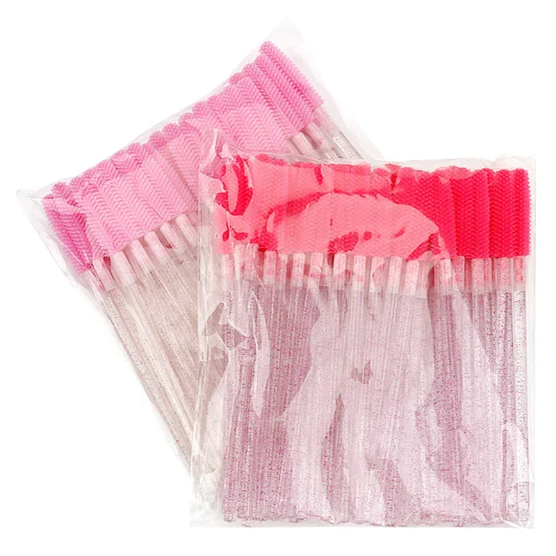 50/100 Stuks Wegwerp Wimper Borstel Siliconen Gel Mascara Wands Applicator Spoolers Wimpers Extension Cosmetische Penselen Make-Up Tool