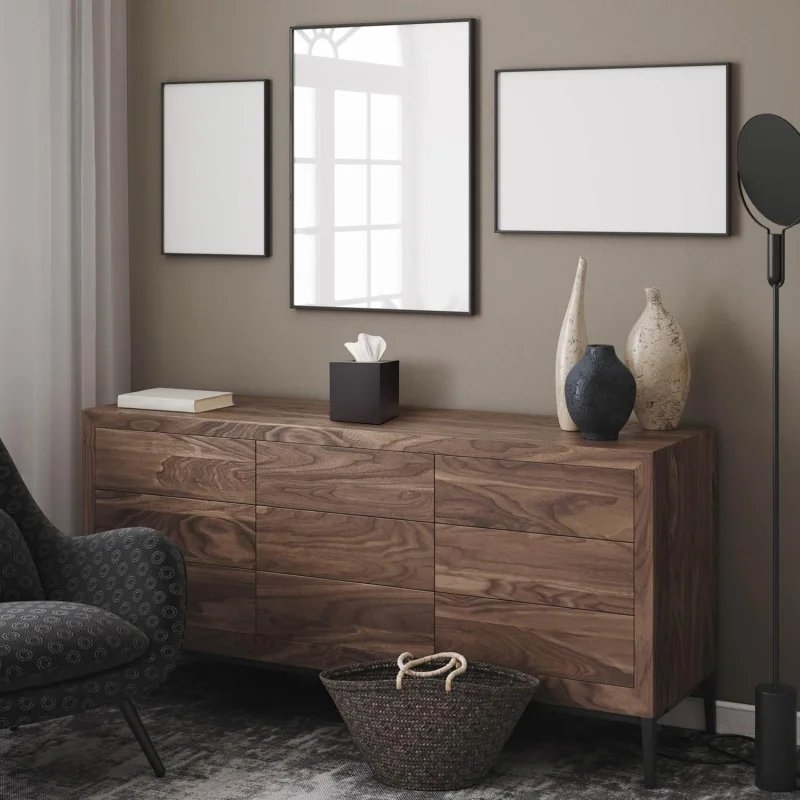 Matte Black Square Tissue Box Cover