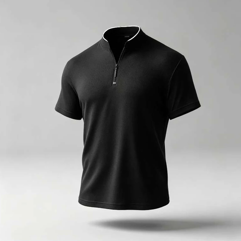 Herren Basic Pullover mit halbem Reißverschluss, Stehkragen und langen Ärmeln, geeignet für Kurzurlaube und verschiedene Freizeitaktivitäten. – Detail 9
