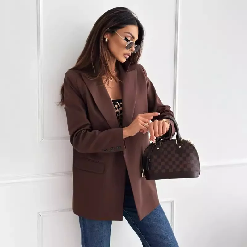 2024 Autumn and Winter New Solid Color Long-sleeved Cardigan Suit Small Jacket Women\'s Versatile Commuter Suit Пиджак Женский