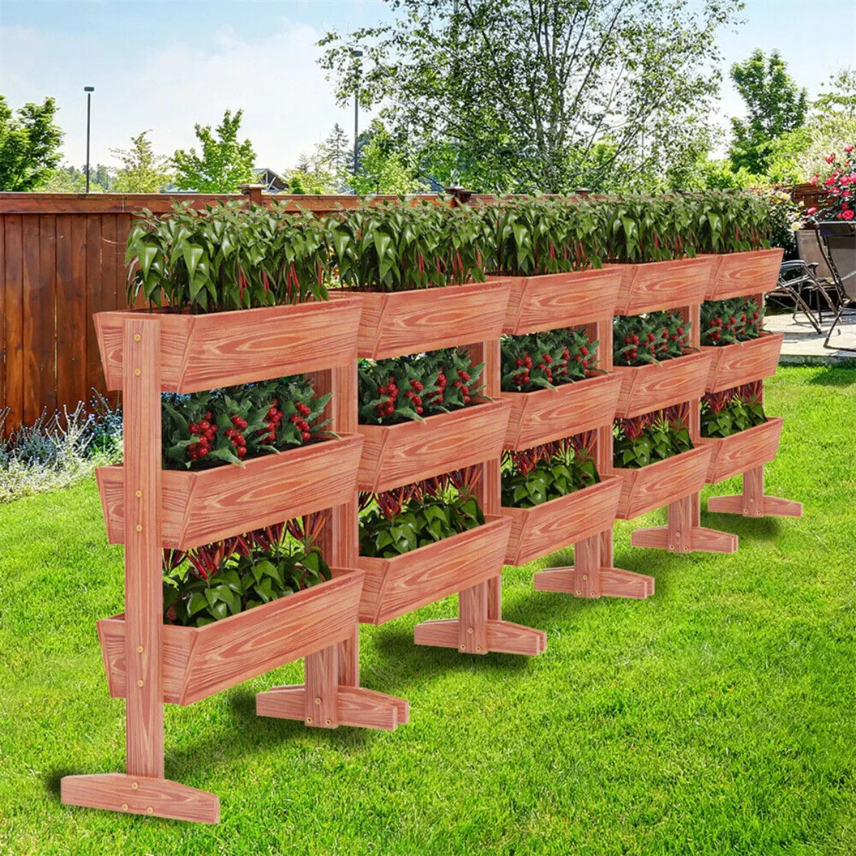 us-Vertical Raised Garden Bed Elevated Wood Horticulture Planter Box Stand w/ Legs